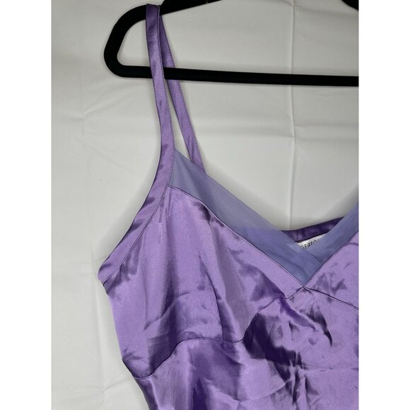 GEORGE Cami Tank Top Shiny Smooth Satin Purple Lace Baby Doll XL(16/18) - Picture 3 of 8